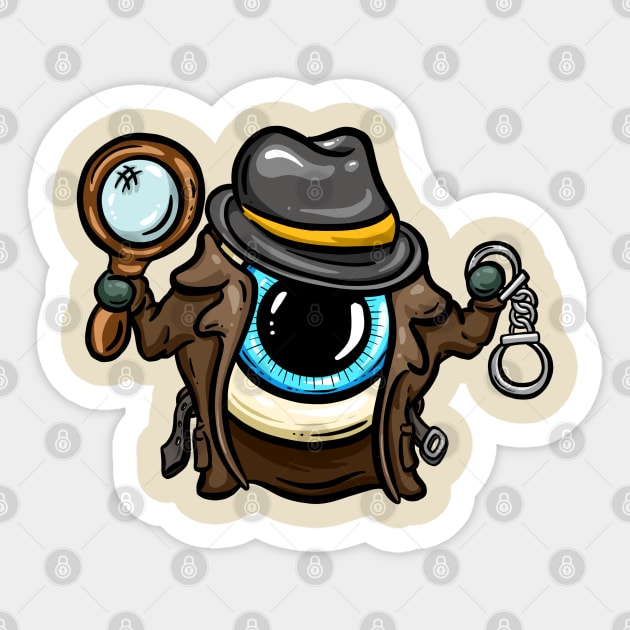 Eyeball Detective Blue Columbo Tattoo Cartoon Style Eye Sticker by Squeeb Creative